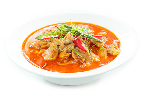 Thai food, Panaeng curry, red curry with chicken.