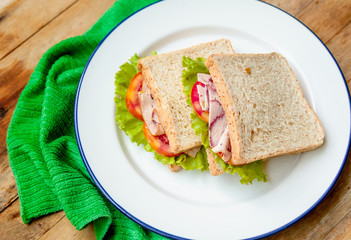Fototapeta na wymiar Breakfast sandwich ,Homemade meal