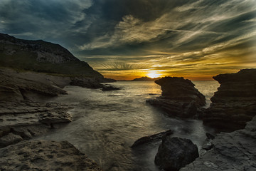 Fototapeta na wymiar seaside in the sunset in spain