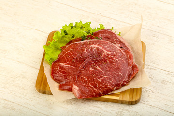 Raw beef schnitzel