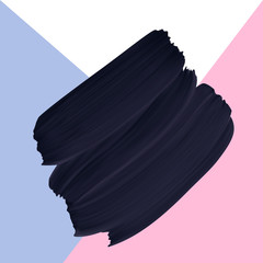 Fototapeta premium Black vector paint brush smear on colorful pastel background. Template female girly emblem design.