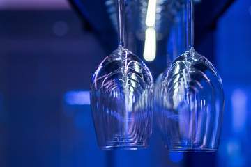 Empty glasses wine in restaurant