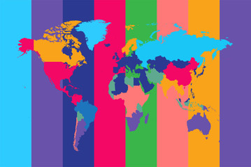 World map funny colors vector