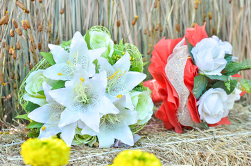 Obraz premium A bouquet of flowers placed