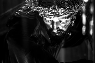 Black and white portrait of Jesus Christ - obrazy, fototapety, plakaty