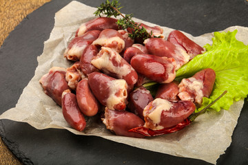 Raw chicken hearts