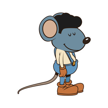 Cute mouse worker cartoon icon vector illustration graphic design