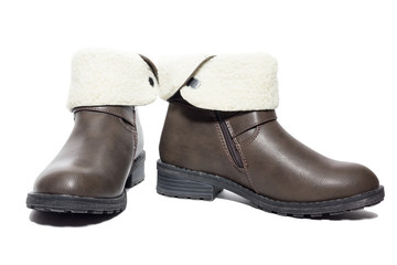 Female winter leather shoes