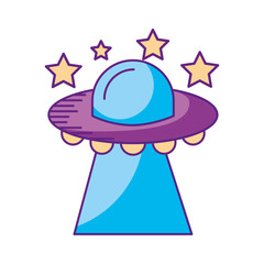 ufo flying stars saucer technology science transport vector illustration