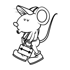 Cute mouse worker with toolbox cartoon icon vector illustration graphic design