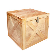 Wooden box isolated on white background