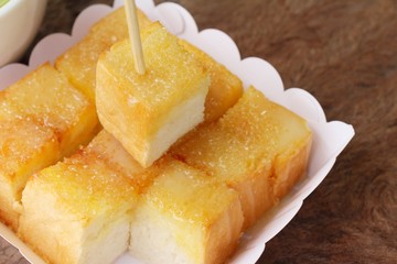 Bread toast with butter and sugar delicious