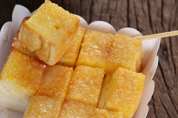 Bread toast with butter and sugar delicious