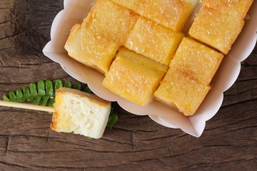 Bread toast with butter and sugar delicious