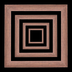 Wooden frame layers isolated on black ,brown wood frame.