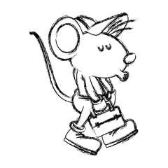 Cute mouse worker with toolbox cartoon icon vector illustration graphic design