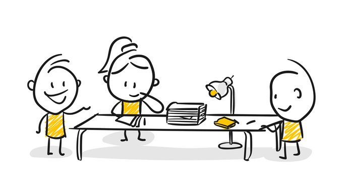 Strichfiguren / Strichm&auml;nnchen: Agentur, Meeting. (Nr. 82)