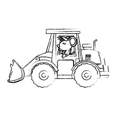 Cute mouse worker driving forklift cartoon icon vector illustration graphic design