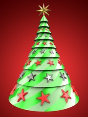 3d Christmas tree over red