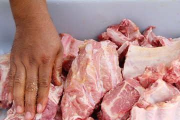 Raw pork ribs with fermented sauce for grilled