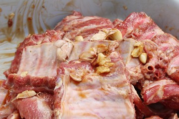 Raw pork ribs with fermented sauce for grilled