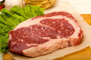 Rib eye raw steak