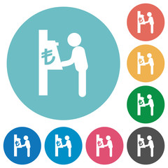 Lira cash machine flat round icons
