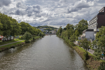The River Saar In Saarbrucken, Germany.