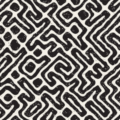 Seamless pattern with maze lines. Monochrome abstract background. Vector hand drawn labyrinth.