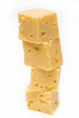 Abstract conceptual photography.Business concept the pyramid of cubes of cheese