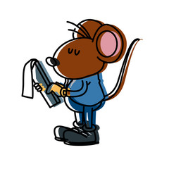 Cute mouse worker cartoon icon vector illustration graphic design