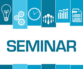 Naklejka premium Seminar Blue Stripes Symbols 