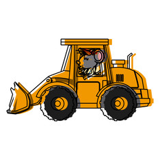 Obraz na płótnie Canvas Cute mouse worker driving forklift cartoon icon vector illustration graphic design