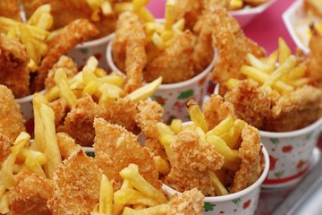 French fries and fried chicken nuggets delicious