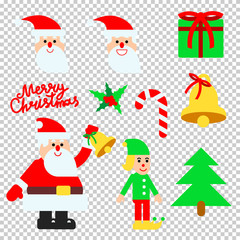 Christmas elements vector set with hand lettering calligraphy