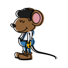 Cute mouse worker cartoon icon vector illustration graphic design