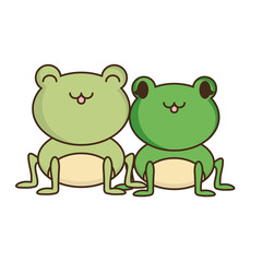 Obraz na płótnie Canvas couple of cute frogs icon