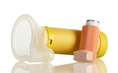 Inhaler spacer for kids isolated on white