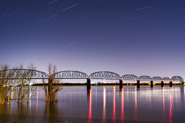 Night / Blue Hour at Historic Brookport Bridge - Ohio River, Brookport, Illinois & Kentucky