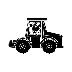 Cute mouse worker driving forklift cartoon icon vector illustration graphic design
