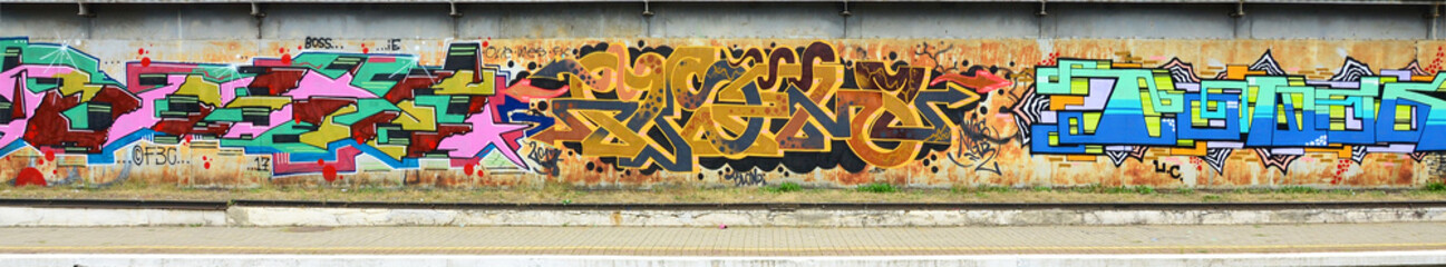Background image with elements of graffiti pattern. Street art concept - obrazy, fototapety, plakaty