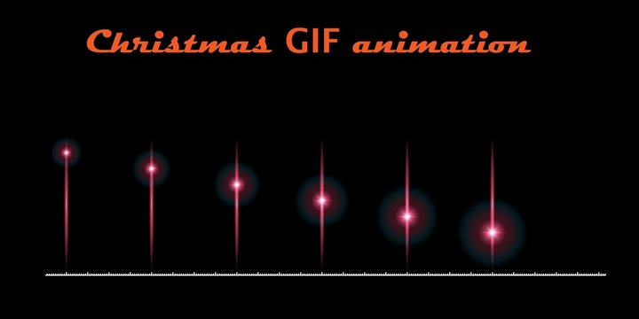 A set of create Christmas animations. Moving flash on a black background