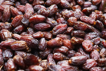 Background of dried dates fruit, at the market