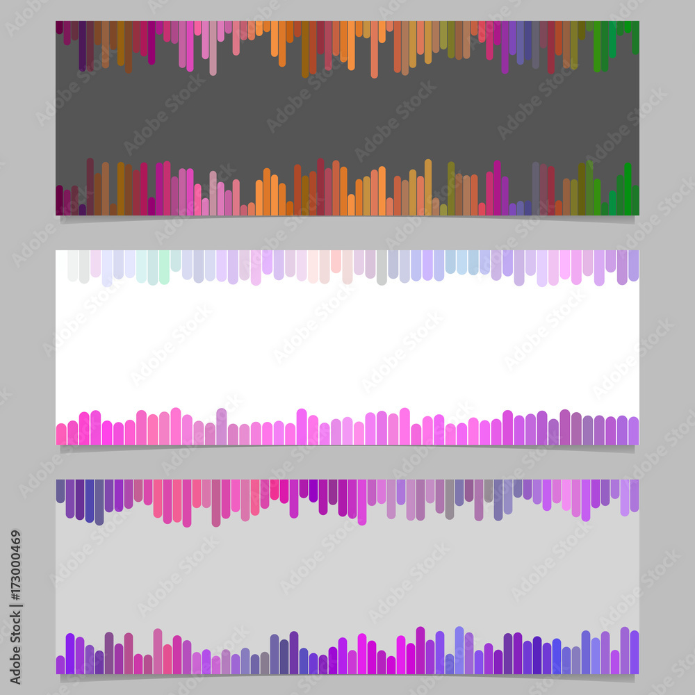 Poster abstract colorful banner background design set - horizontal vector graphic design from rounded verti