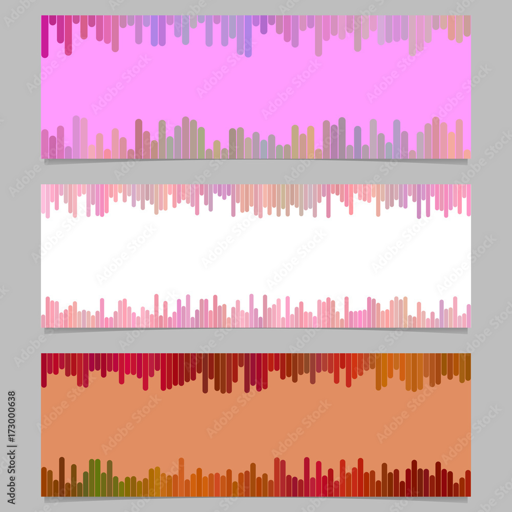 Poster color banner background design set - horizontal vector graphic from rounded vertical stripes