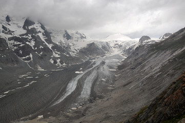 The pasterze glacier on a mountain road Grossglockner Hochalpenstrasse, Austria
