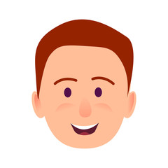 Young Man Smiling Face Flat Vector Icon