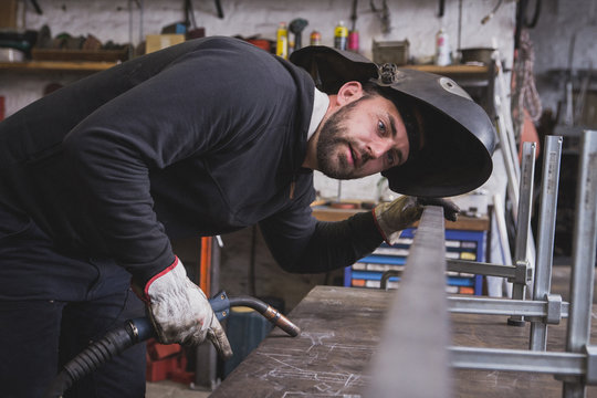Blacksmith in workshop