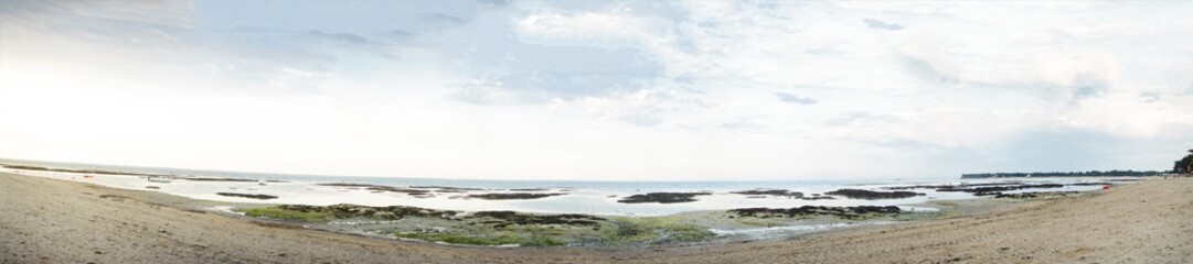 panorama of plage du petit vieil at the isle of Noirmoutier in France at low water