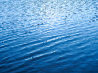 soft waves on a deep blue lake in the mountain